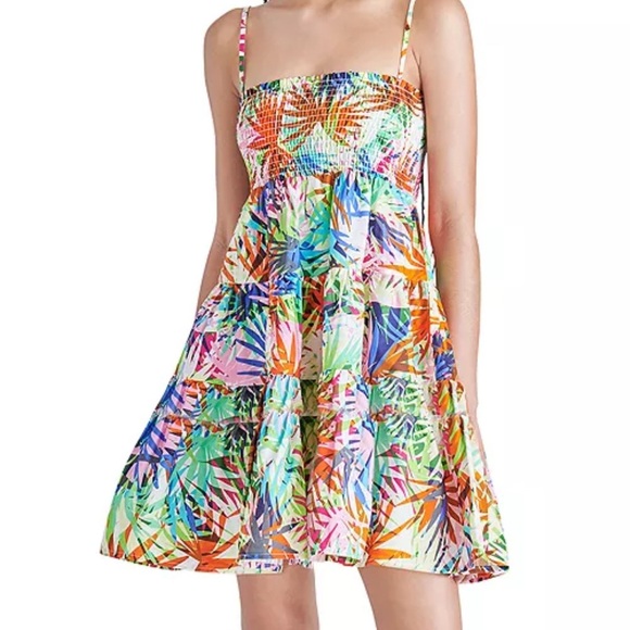 STEVE MADDEN Dream About Me Mini Dress Colorful Tiered Adjustable Strap Size S - Picture 1 of 12